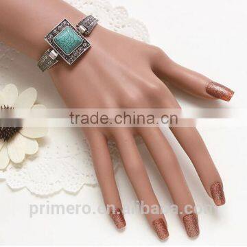 New Vintage Tibetan Silver Square Turquoise Bracelet Bangle Jewelry Wholesale photo-4