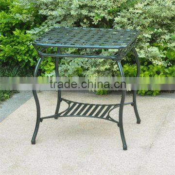 Fe Iron Patio End Table in Verdigris