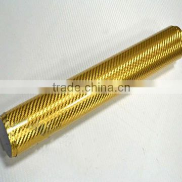 Gold Chrome 3D carbon fiber film, Auto chrome gold carbon fiber sticker