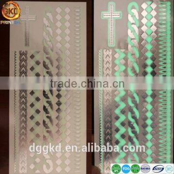 gold silver metallic tattoo sticker glow in the dark/noctilucence tattoo