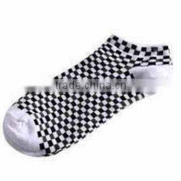 Grid Cotton Ankle Socks