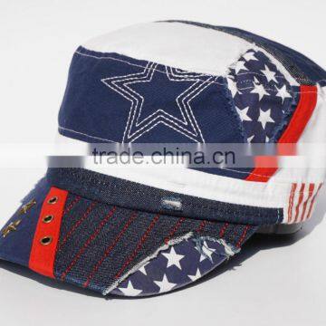 high quality custom flat national flag army cap