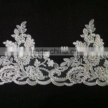 Top quality white french cord lace design for wedding dress