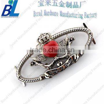 Silver plated metal hook buckle with acrylic for ladies handbags