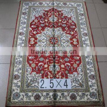 hand knotted crimson prayer silk rug factory price