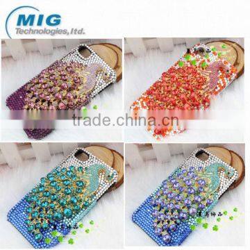 New Product Plastic Peacock Crystal bling diamonds case for apple iphone 4 4S 5 5S, for iphone 5 case 9 Colors China supplier