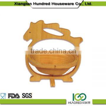 Bamboo folding fruit basket with cute decoration