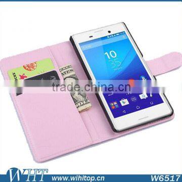 Hot Selling PU Leather Wallet Case for Sony Xperia M4, Wholesale for Xperia Z4 Aqua Cell Phone Case photo-2