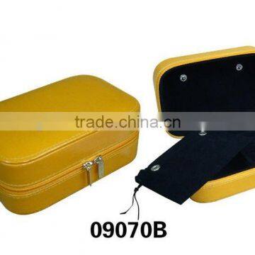 Yellow fashional oblong jewelry box with velvet lining