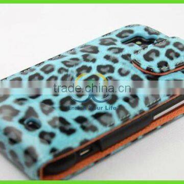 bule leopard genuine leather menu holders phone cover for htc