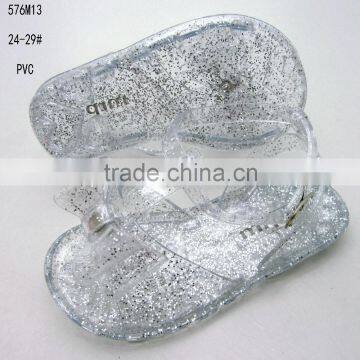 Nice apearance girls PVC transparent crystal sandals