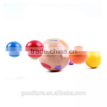 Wooden Spinning Top Happy Face Printed photo-2