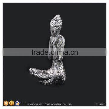 Silver Paint Female Buddha Statue Figure Of Buddha Of Crossing