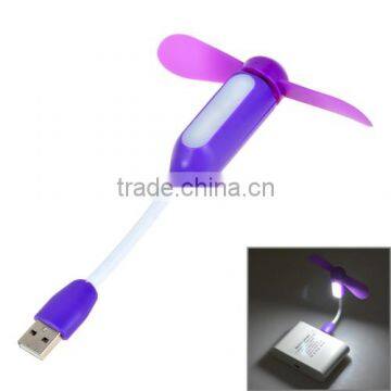 Fashionable Bamboo Dragonfly 2-Blade Mini USB Fan with Light, Flexible Mini USB Fan for Laptop