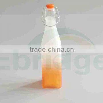 450ml clear swing top glass bottles square shape glass beverage juice bottles