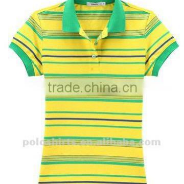 Ladies Yarn-Dyed Polo Shirts Cotton