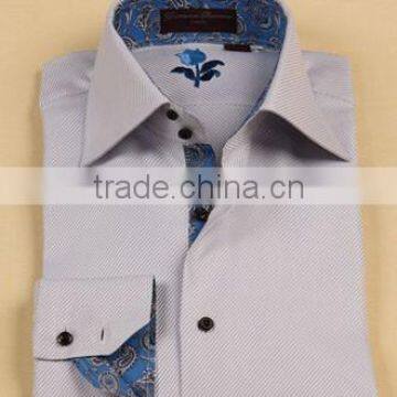 2015 Mens Slim fit Unique neckline stylish Dress long Sleeve Shirts Mens dress shirts