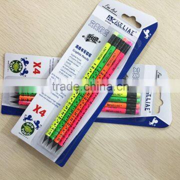 Standard Size Round Shape Black Wood Blister Card Neon HB Pencil With Heat Rolling Logo photo-3