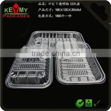 Disposable blister plastic PET food tray,clear PET plastic disposable blister food tray,food grade blister packaging tray