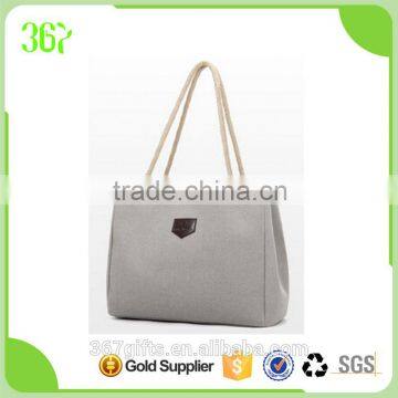 Top Quality Cotton Jute Carrying Handbag with PU Patch