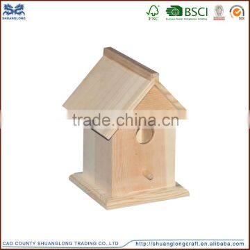 Shuanglong new unfinished handmade wooden bird houses wholesale