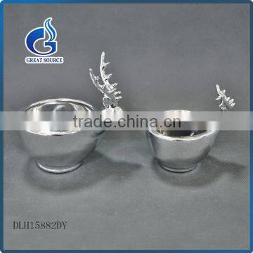 hot sale silver ceramic reindeer shape candle holders