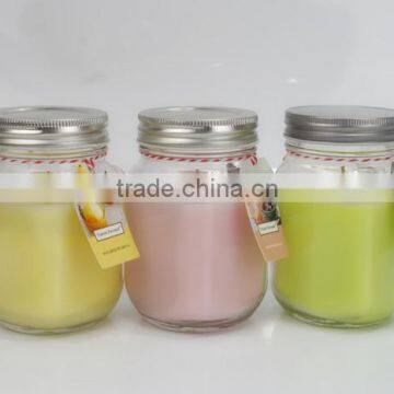 502 Colored And Scented With Glass Container Metal Lid Jar Candle