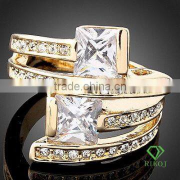 Geometric cz zircon crystal plating gold rings