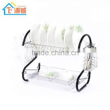 China Factory Direct Selling Chrome Plated 2 Layer Kitchen Dish Rack With pp Tray photo-2