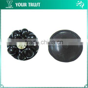 8MM Clear Rhinestone Black Resin Rhodium Cup Shank Shirt Cover Button