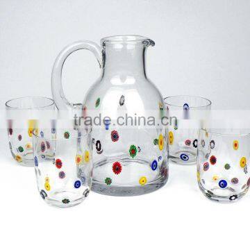 Set 5 Glass Wine Decanter set with decal