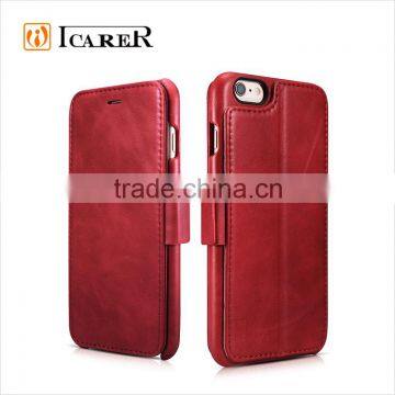 ICARER Genuine Leather Vintage Wallet Case with Three Credit Cards Slot For iPhone6/6s