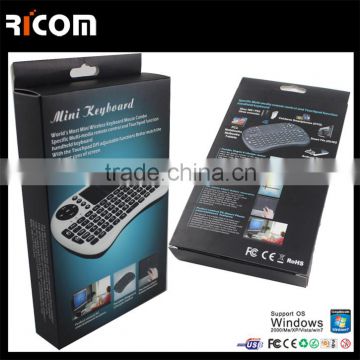 2.4G wireless fly mouse keyboard with touch pad,air mouse keyboard,fly air gyro mouse wireless keyboard--T2--Shenzhen Ricom