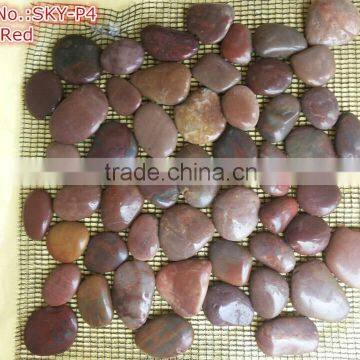 Nanjin Good Quality Cheap Polished Red Color Pebble Stone Tile