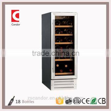 Candor: 18 Bottles Single Zone Compressor Built-in Wooden Shelves Wine Cabinet JC-58EQ