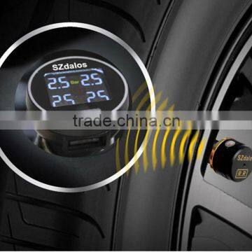 New TPMS Tire Pressure System with 4 Extra Sensors Displayed on Car Monitor