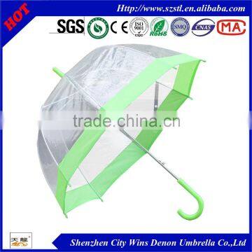 Shenzhen City winds denon produced high quality 23" promotional custom printing clear dome umbrella