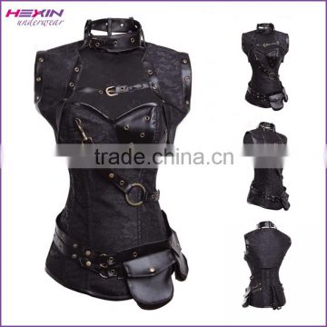 Hot Selling Black Steampunk Lace Up Back Jacket Corset