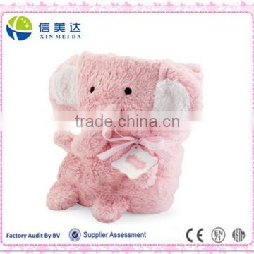 Soft pink elephant animal shaped baby fleece blanket