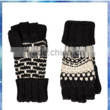 monochrome texture stripe capped half finger gloves knitting pattern