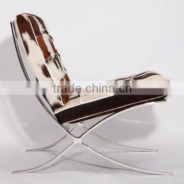 Luxury Furniture Wholesale Reclining Chair Leather Barcelona Chair Knock off Cowhide Dining Chair photo-4