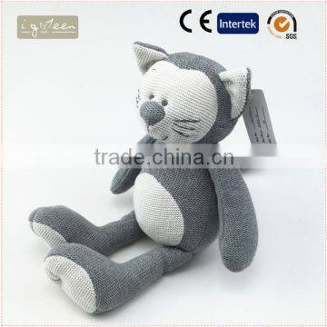 I-Green Toy Series-Fashional Style Promotional Knit Stuffed Cotton Cat Knitted Cat