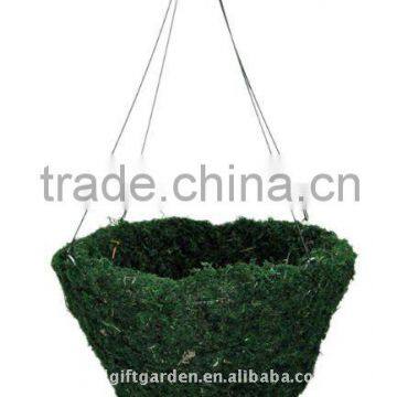 Green Moss hanging cone basket - Green moss cone planter