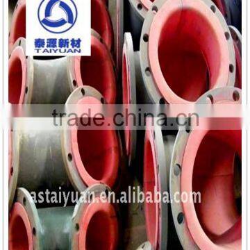 Wear resistant rubber lined round steel elbow