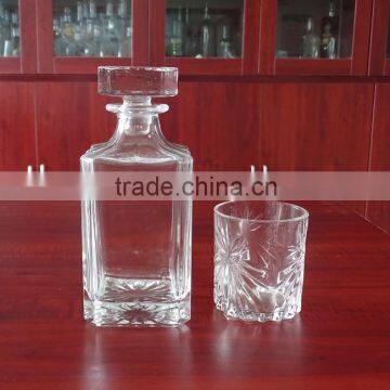 750ml Beautiful Embossed Square Glass Whiskey Decanter With Glass Lid photo-5
