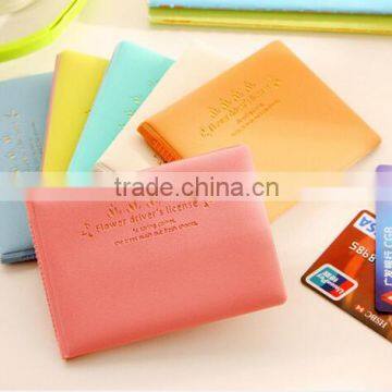 Lovely plastic Business Credit Card Holder wallet PU Leather ID Card passport Pocket purse Bag flower drivers driving license
