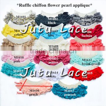 Rhinestone Newborn collars pearl infant collars christmas chiffon flower