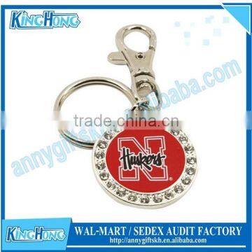 Domed sticker logo crystal silver key chains