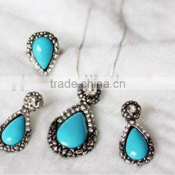 2014 popular fashion turquoise stone jewelry sets