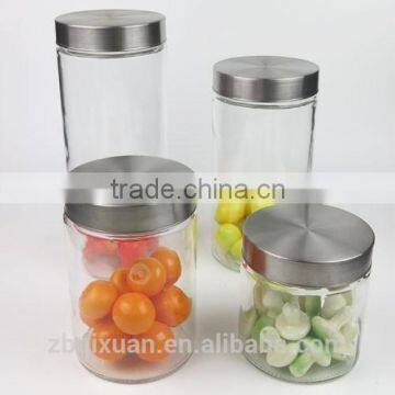 Excellent Glass Storage Jar with Metal Lid/Glass Food Container